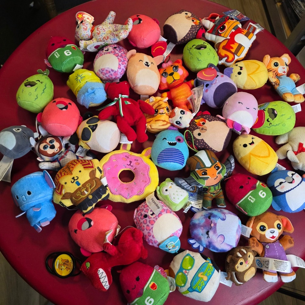 42 Piece Tiny Plush Prize Treasure Box Lot Squishmallows Ty McDonalds Assorted